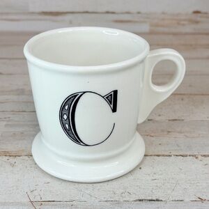 Anthropologie White Coffee Cup Black Letter C Monogram Shaving Mug